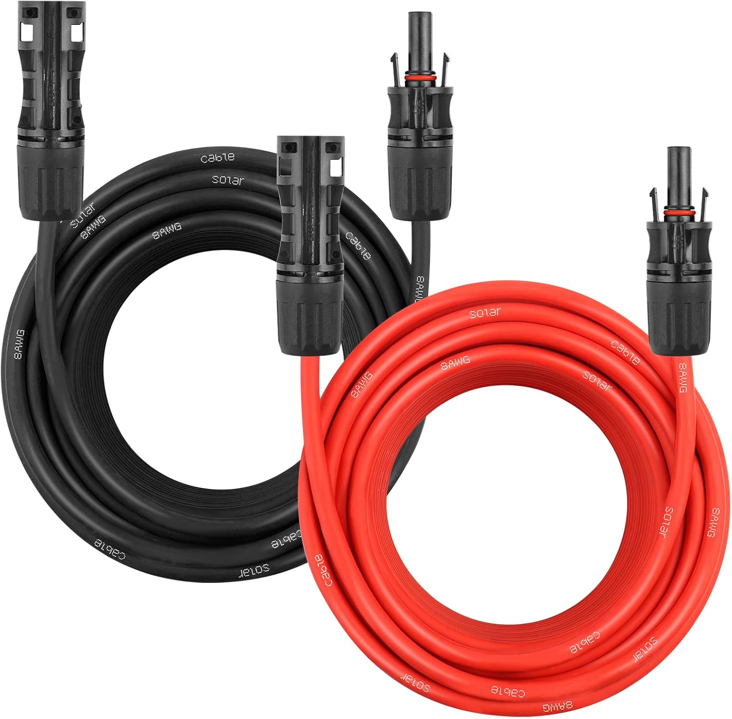 Solar Panel Extension Cable - 8AWG 40FT Solar Wire Cord 8 Gauge PV Wire with Female & Male Waterproof Connector for RV, Photovoltaic Systems, Home, Boat, Solar Panels, Car(40ft Red + 40ft Black)