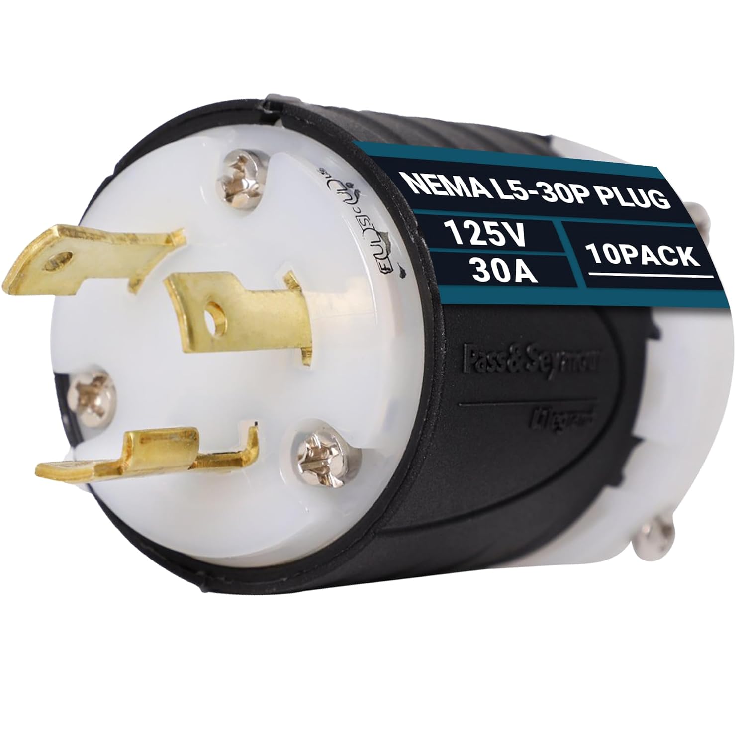 IronBox Electric - NEMA L5-30P Plug - Rated for 30 Amps, 125V - 3-Wire Design - UL Listed Extension Cord Plug Replacement- Mounts onto 10/4 or 8/4 AWG Cable - Ideal for Indoor & Outdoor Use(10 Pack)