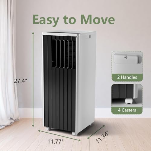 Portable Air Conditioners 8000 BTU, Remote Control AC with 24H Timer, Low Noise Energy Saving Cooling Unit for Bedroom, Office, Small Spaces 350 Sq. Ft, Black & White