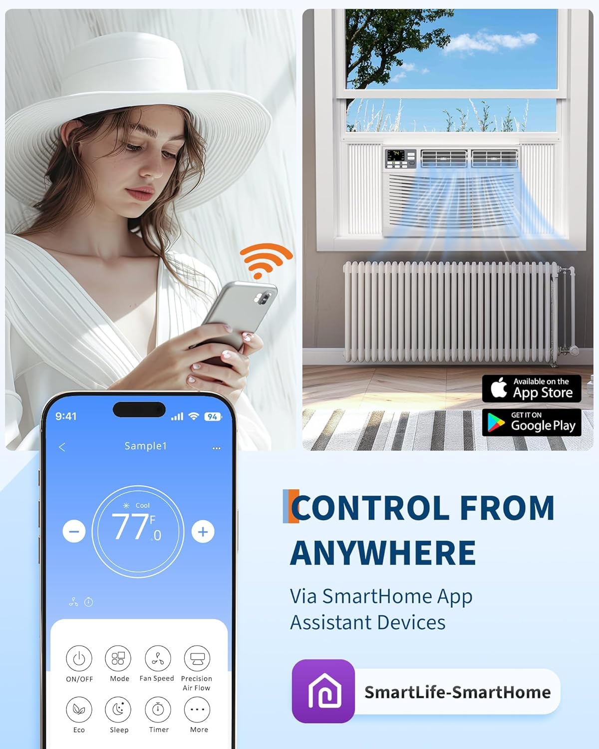 8,000 BTU Window Air Conditioner, Cools Up to 350 Sq. Ft with Cooling, 3 Fan Speed, Window-Mounted Room Ac Window Unit with Remote, Easy Install Kit for Home