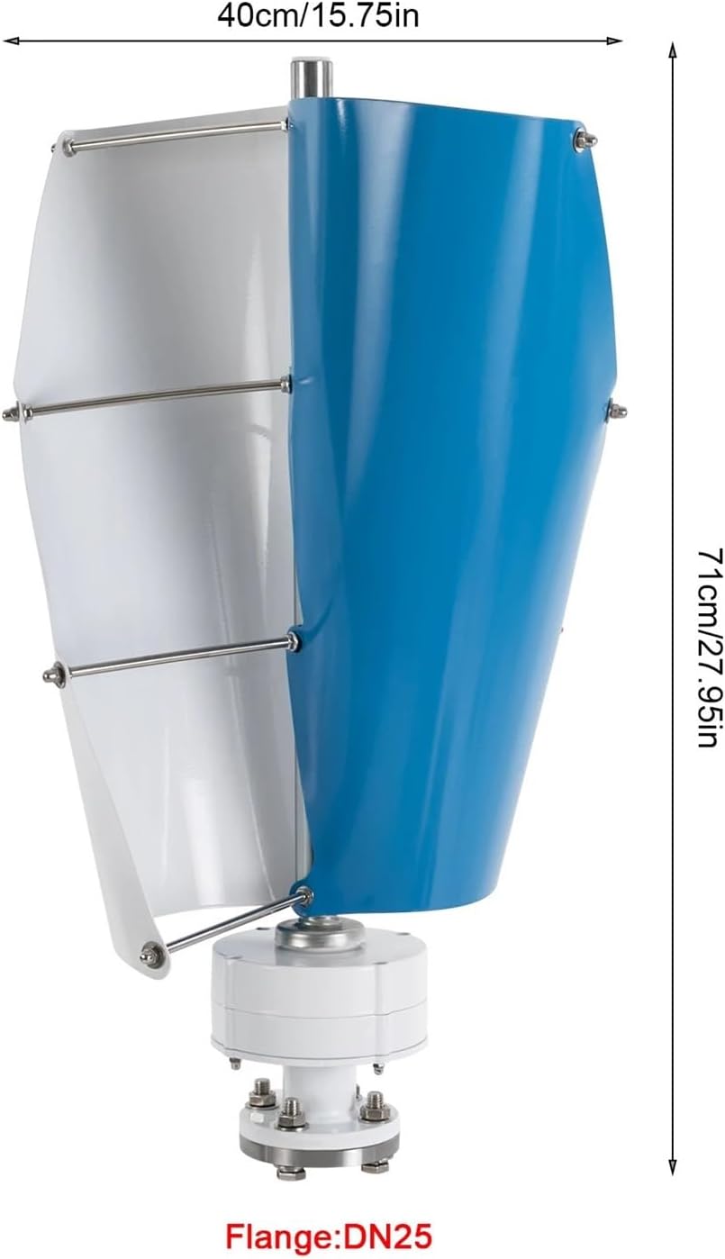 Wind Generator, 12V/24V Vertical Axis Wind Portable Generator Maximum Power 100W IP67 Energy for Home RVs,Wind Turbine(White-and-Blue-12V)