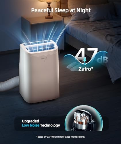 ZAFRO 10000 BTU Portable Air Conditioners (6000 BTU SACC), AC Unit for Bedroom with Drainage-free Cooling, Fan & Dehumidifier, 47dB Quiet, 24H Timer, APP Control/Remote/LED Display
