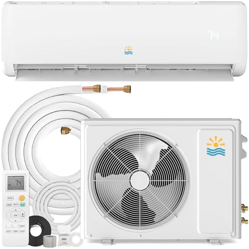 9000 BTU Mini Split Ac/Heating System - 19 SEER2 Mini Split AC Unit with Heat Pump, 115V Energy Efficient Ductless AC Unit Up to 450 Sq.Ft with Installation Kit