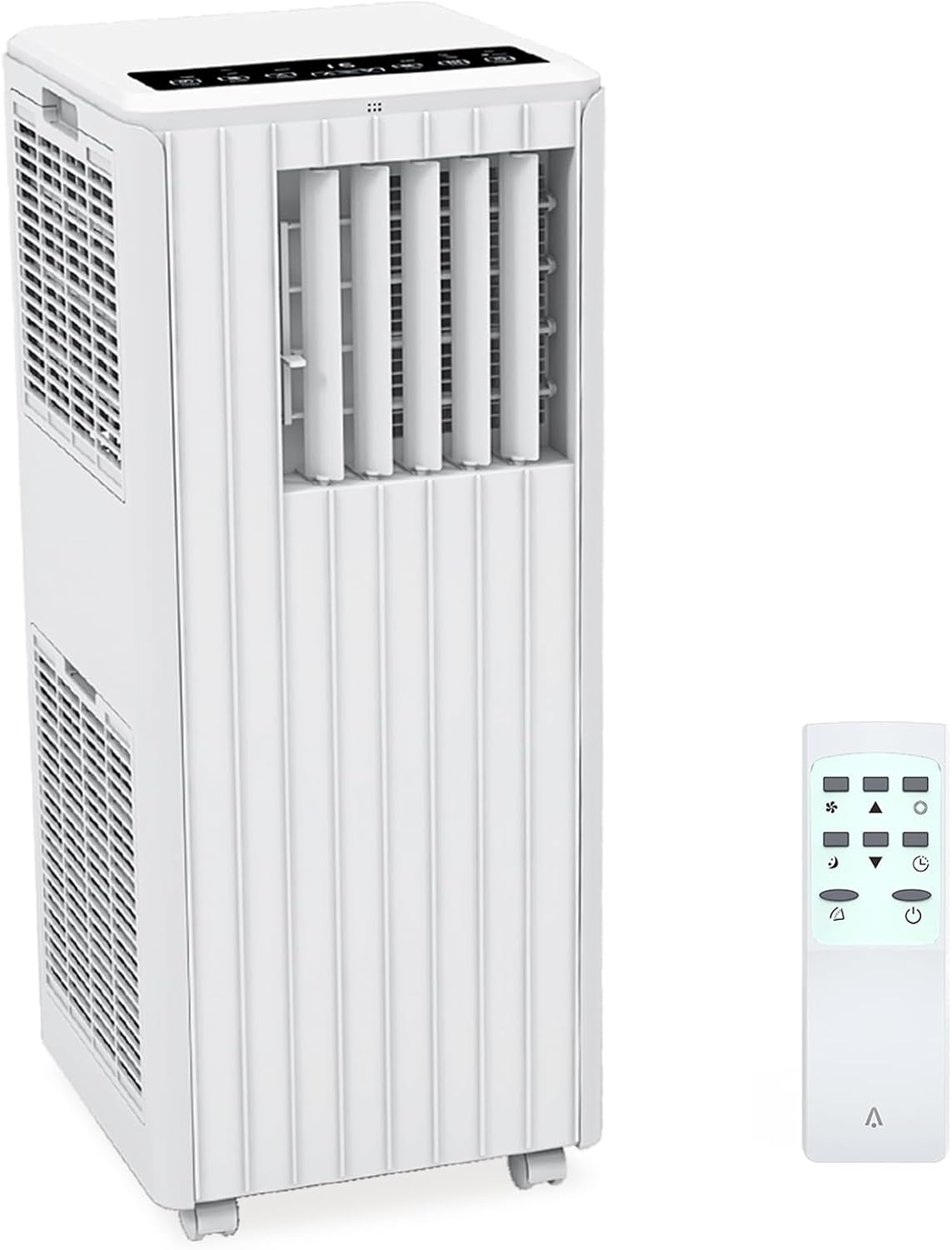 8,000 BTU Portable Air Conditioner with Remote, 3-in-1 AC, Dehumidifier & Fan for Rooms Up to 350 Sq.Ft. Includes Window Installation Kit, 24-Hour Timer, Easy Mobility Wheels & Quiet Operation (White)