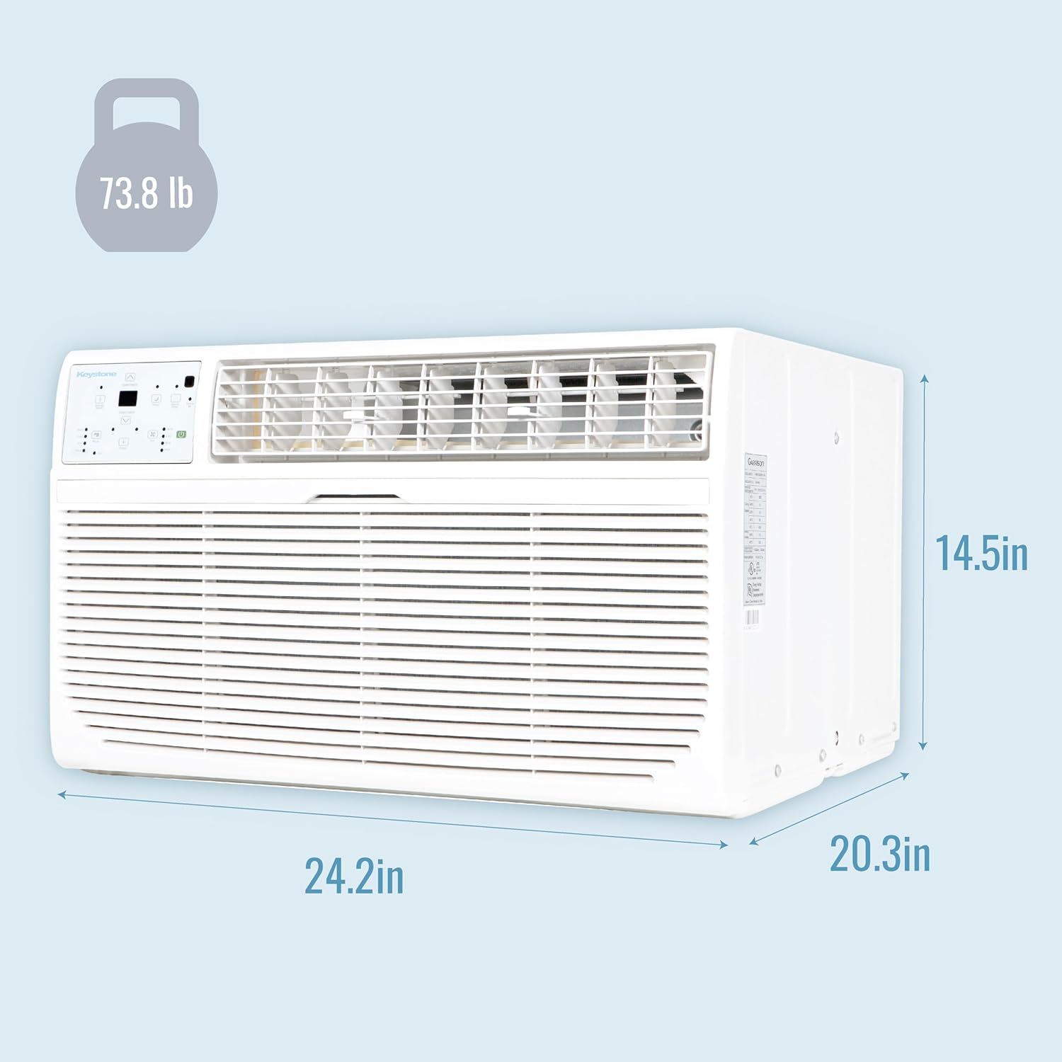 Keystone 10,000 BTU 230V Wall Mounted Air Conditioner with Supplemental Heat and Dehumidifier Function, Quiet Wall AC with Remote Control for Small and Medium Sized Rooms up to 450 Sq.Ft.