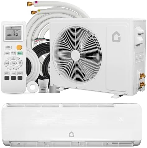 GarveeHome 9000 BTU Mini Split AC/Heating System, 19 SEER2 Inverter 6-in-1 Split System Air Conditioners, Ductless Heat Pump Wall Mount AC Unit Cool Up to 450 Sq. Ft, Installation Kits, 230V