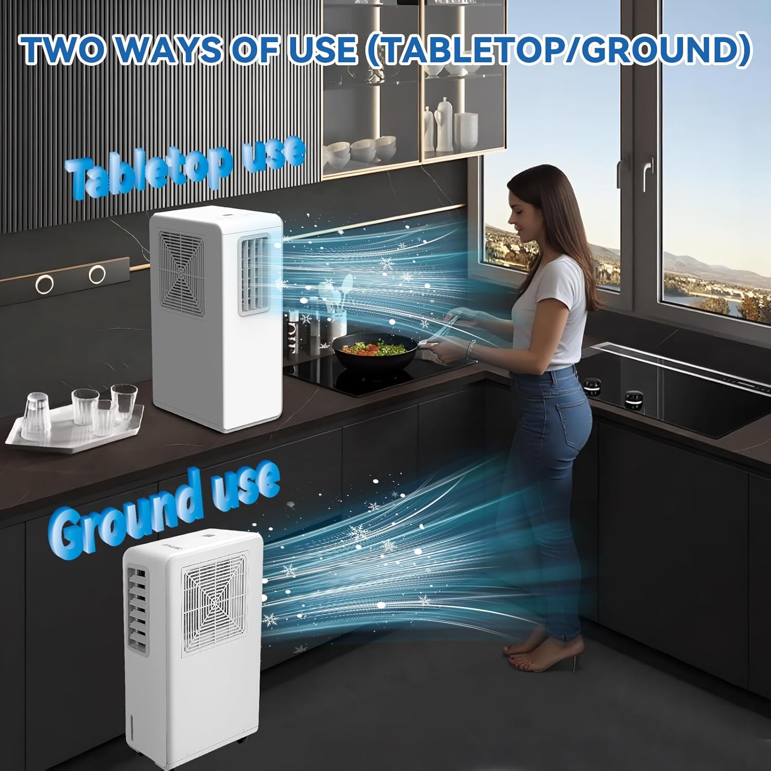 Desktop Air Cooler, Portable Evaporative Air Conditioner with Remote, 3.5L Tank, 3 Modes & 3 Speeds, Personal Space Cooler for Office Desk, Bedside Table, Kitchen Counter