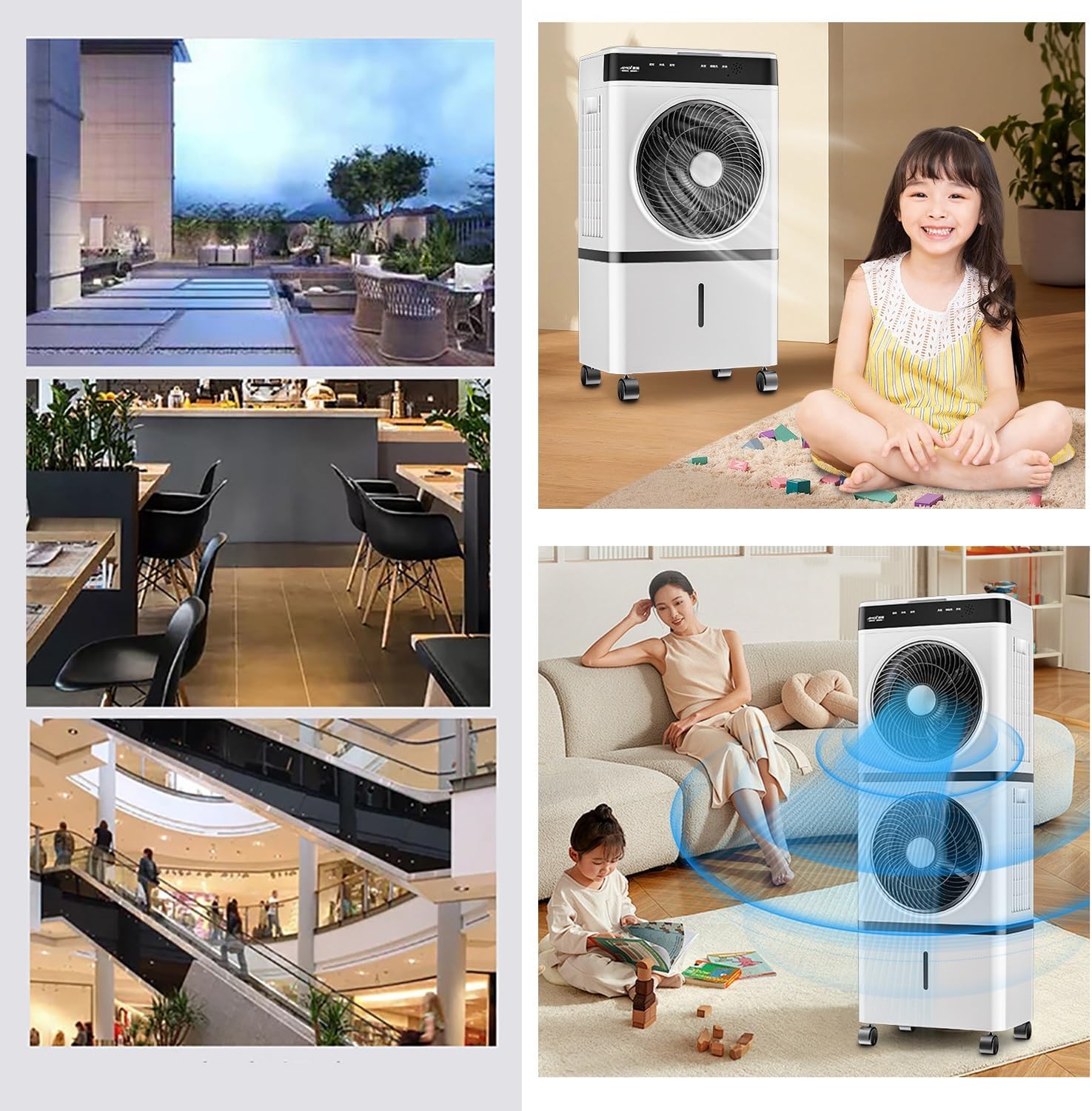Portable Cooling Fan ,Evaporative Air Cooler, Swamp Cooler with Remote; 12H Timer,3 Speeds, Air Conditioners for Bedroom, Living Room, Office; Tower Fan thats Blow Cold Air for Home(65cm(25.59in))