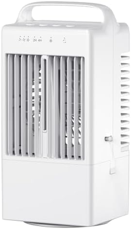 HELLORSO Portable Air Conditioners Oscillating Fan,Desk Mini Air Evaporative Cooler with Upgraded 3 Cool Mist&Speed and Timer, Small AC Desktop Personal Air Conditioner for Office Room (White-1pc)
