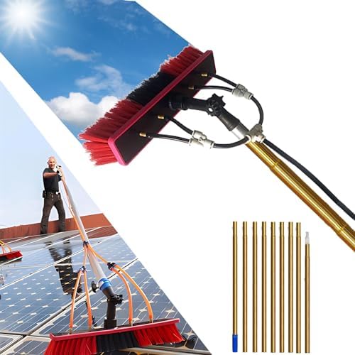 6m/20FT Window Cleaning Pole with Water/Hose Fed System Professional Cleaning Brush Equipment for Windows Photovoltaic and Solar Panels and Conservatory Roof Cleaner(Gold 35cm-15m/50FT)