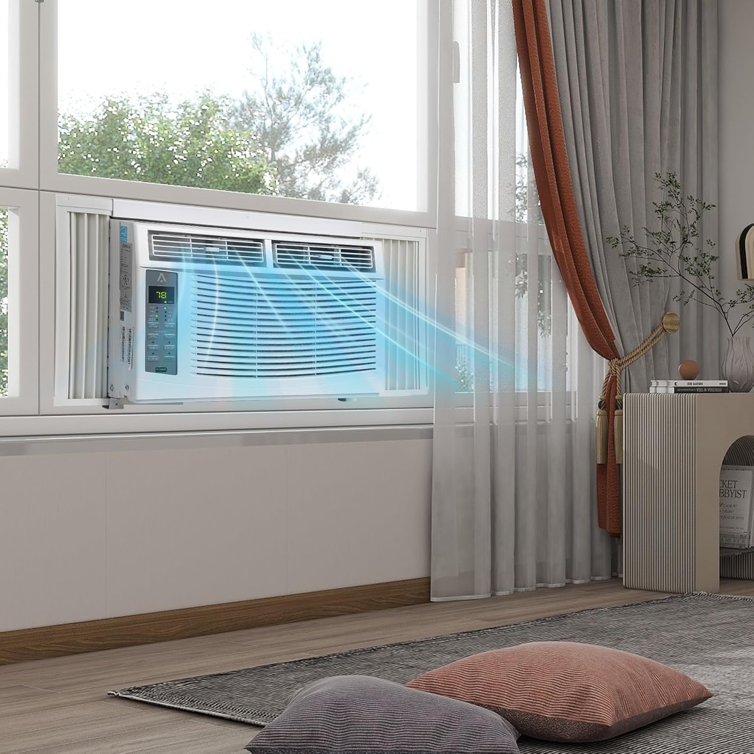 6,000 BTU Window Air Conditioner,Cool Rooms Up to 350 Sq.Ft.,Smart Window AC Unit with Smartphone App or Remote Control,3 Fan Mode,Sleep&ECO Mode,Washable Filter,for Bedroom Apartment Office,New R32