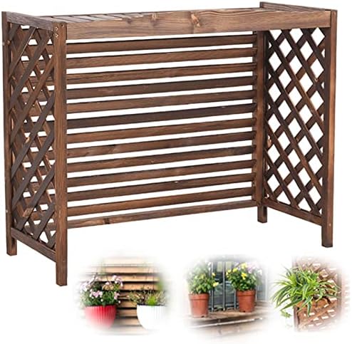 Cover for Outdoor Fence Air Conditioner Cover, Wooden Privacy Air Conditioner Fence Screen, Solid Wood Air Conditioner Flower Rack Shutters, Protective Air Conditioning Grilles, Water Proof