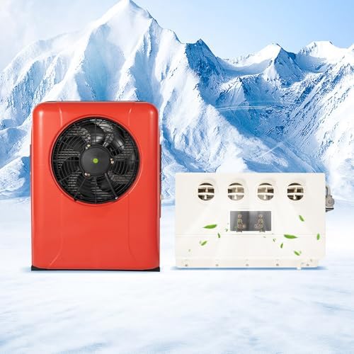 12V 800W Split RV Truck Air Conditioner Set with Outdoor & Indoor Unit, 12000 BTU Multifunctional Portable Camper Air Compressor, 4 Gears Mini Split AC System Unit Low Noise Fit for Rvs Motorhome Bus