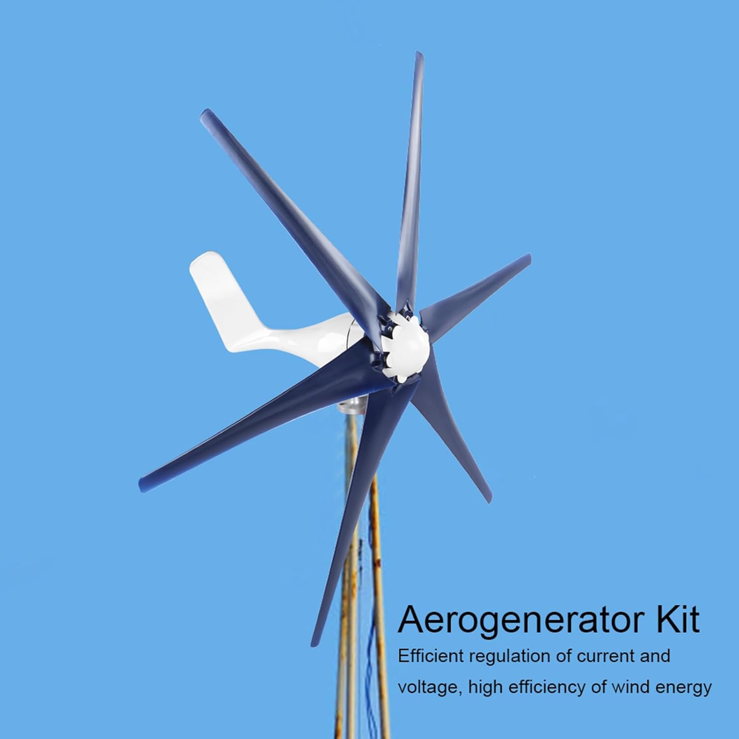 Acouto Wind Turbines Generator - 6 200W Power Supplies with Three Phase Alternator, Blue 12V, Portable and Easy to Install (12V)