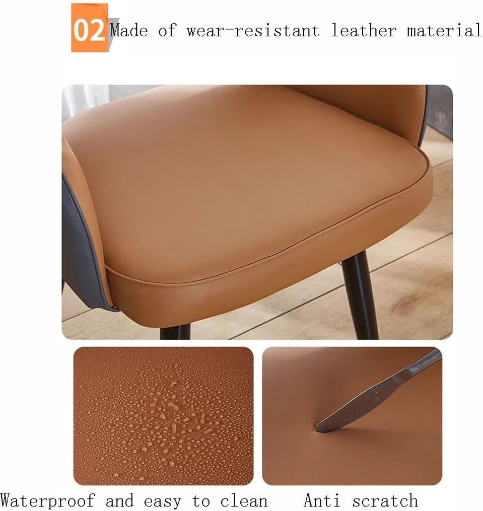 AYARNA Kitchen Dining Chairs Wear Resistant Leather Modern Living Dining Room Accent Arm Chairs Carbon Steel Legs Office Lounge Chair(Yellow+Grey)