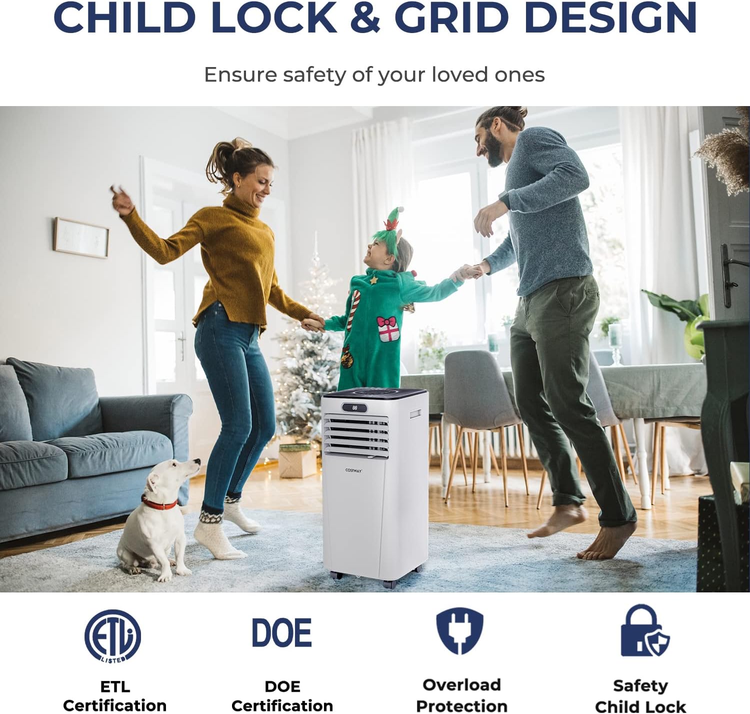 COSTWAY Portable Air Conditioner, 10000BTU Air Cooler with Drying, Fan, Sleep Mode, 24H Timer Function, Remote Control, Cools Room up to 350 Sq. ft, for Home & Office Use, Window Kit Included, White