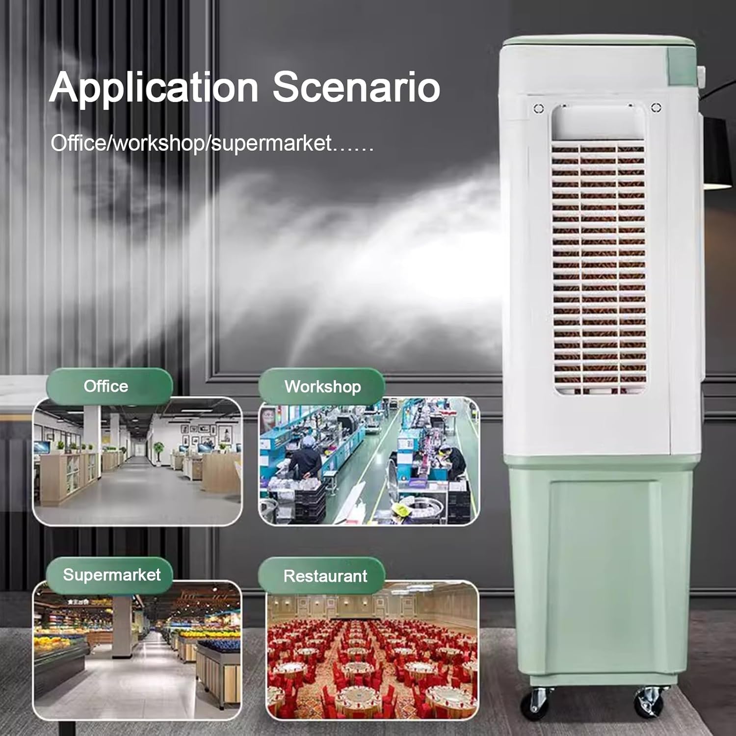 Swamp Cooler Air Conditioner, Evaporative Air Cooler with 10.5 Gallon Water Tank, 2 Ice Box, Remote, 3 Speeds, 120°oscillation, Portable Outdoor Air Conditioner for Bedroom Home Office