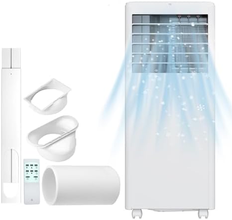 8000 BTU Air Conditioner for Rooms up to 450 sq.ft, 3-in-1 Floor AC Unit, Cool, Dehumidifier and Fan, Portable Air Conditioner with Remote Control, LED Display and Window Kit, White