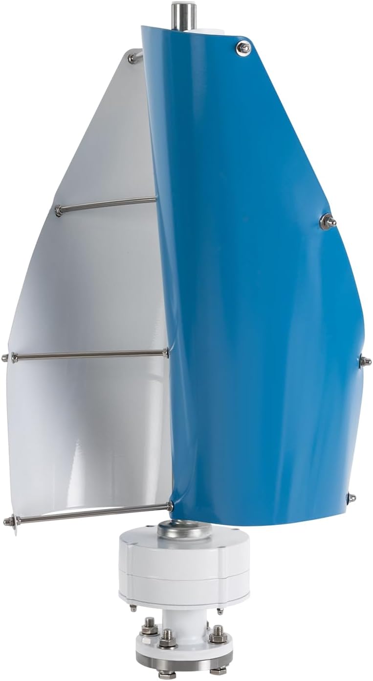 500W Vertical Axis Wind Turbine Generator with Controller - High-Efficiency Wind Power System for Home, Off-Grid & RV Use - Eco-Friendly Energy Solution (White & Blue)
