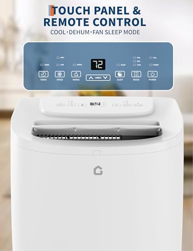 Versatile 3-in-1 14,000 BTU Portable Air Conditioner, Portable AC Units for Rooms with Dehumidifier & Fan, Room Air Conditioner Cools Up to 750 Sq. Ft, Sleep Mode, Remote, Timer, Black Top