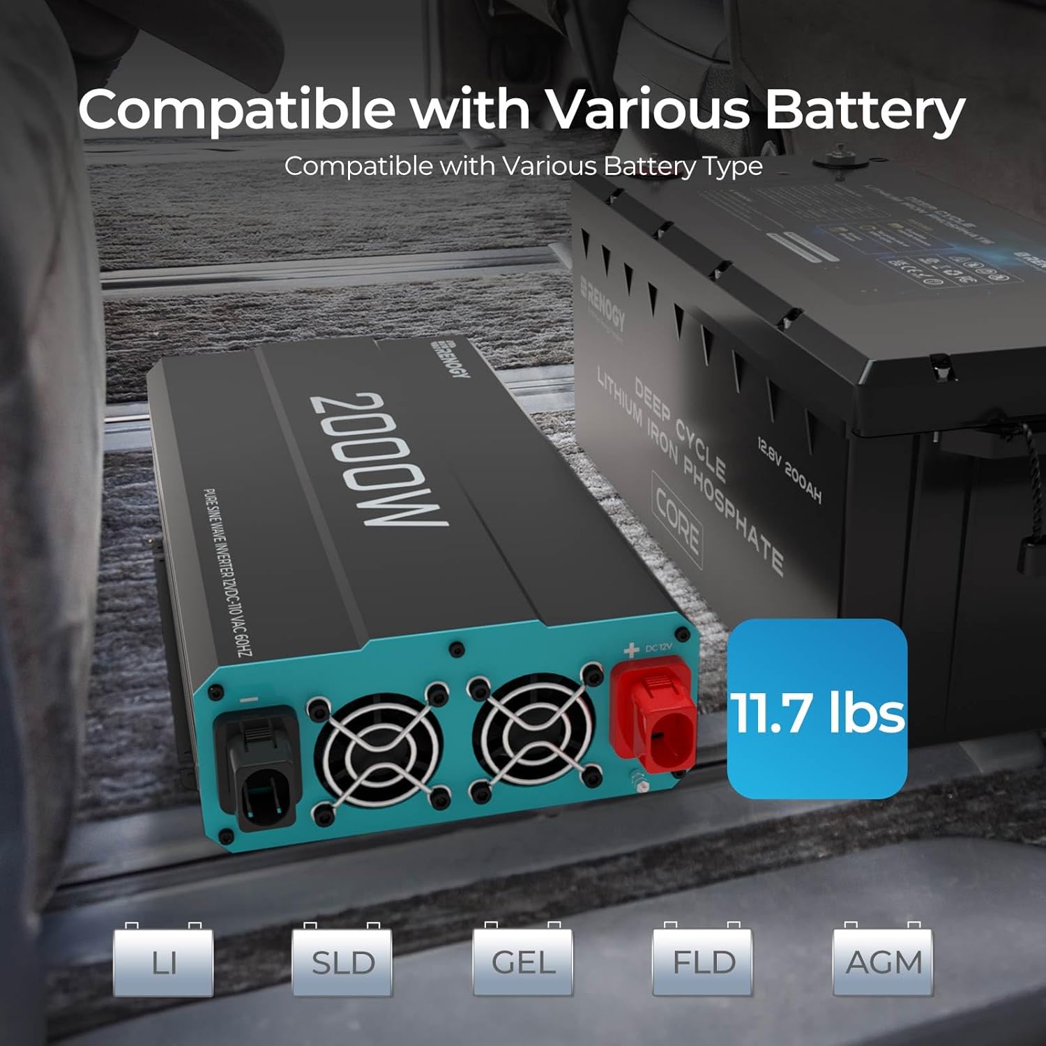 Renogy 2000W Pure Sine Wave Inverter & 50A DC-DC Charger with MPPT Bundle - Complete Mobile Power Solution for Solar & Alternator Charging