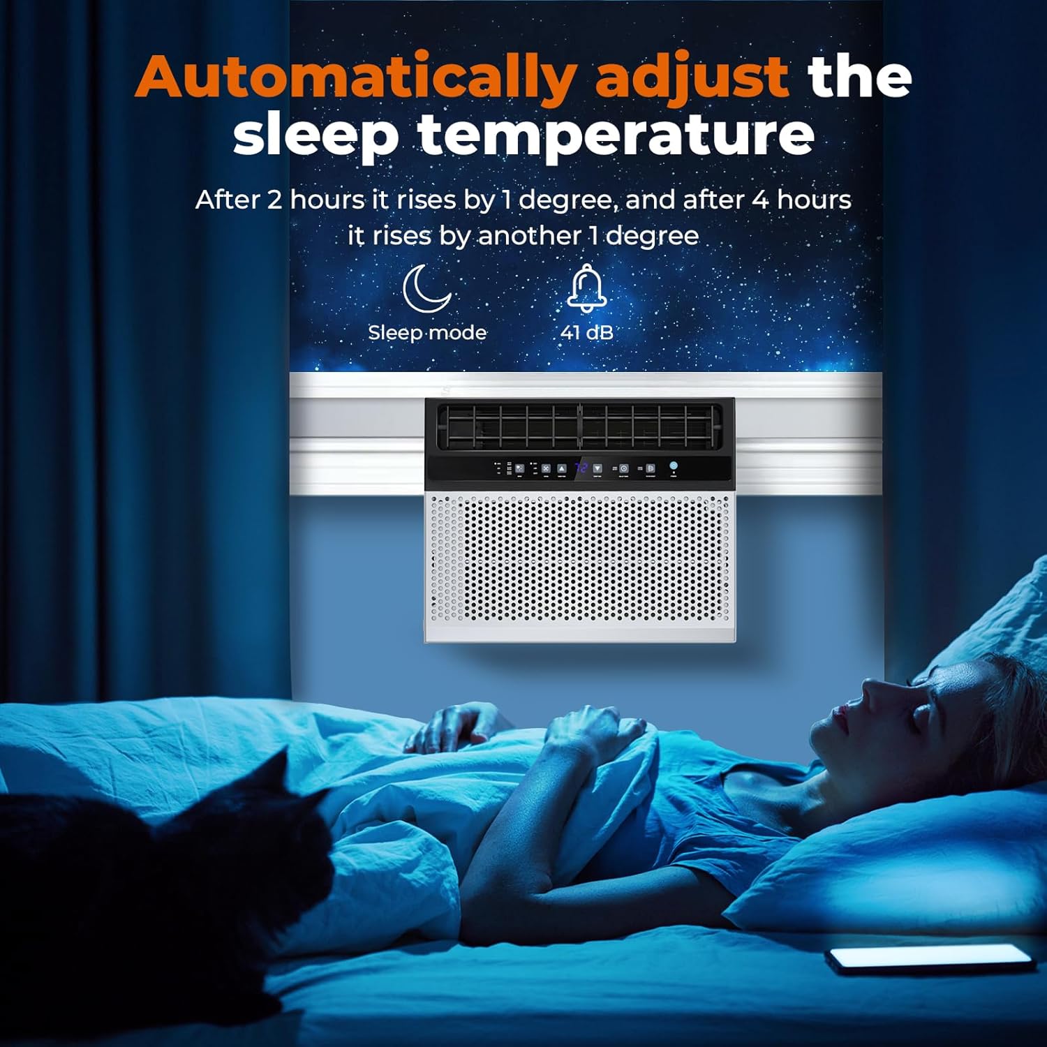 R.W.FLAME Window Air Conditioner 10,000 BTU, 6 in 1 U Shaped Window AC unit with Remote Control, Fast Cooling Up to 450 Sq.Ft. Thermostat Control/Timmer/Energy Saving,White