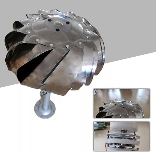 20W Mini Wind Turbine - Vertical Axis Generator with 16 Stainless Steel Blades, Low Start Wind Speed, Waterproof Neodymium Base, Ideal for Home & Outdoor Use