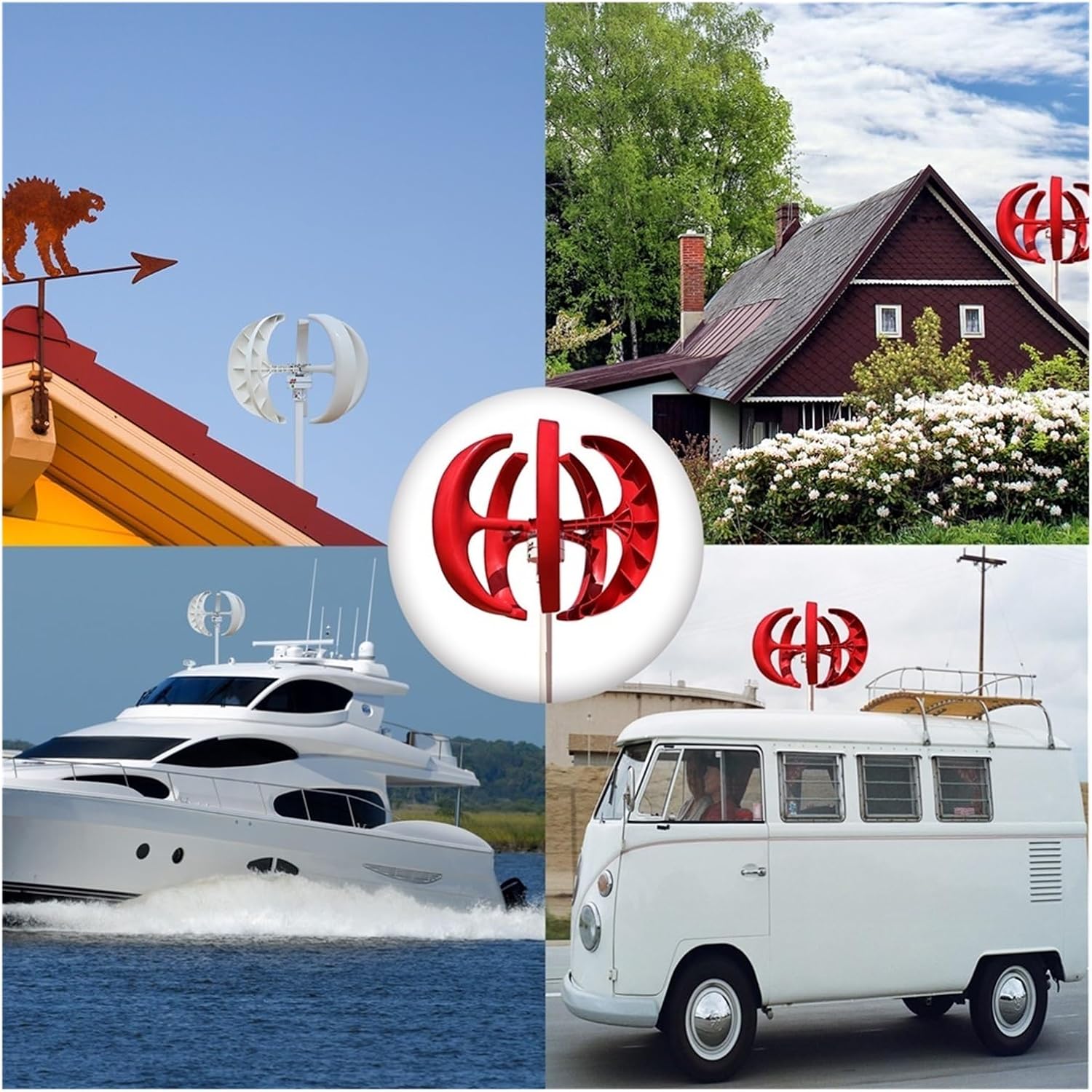 High Efficiency Wind Turbine Generator with Wind MPPT Controller 400W 12V 24V Household Small Vertical Lantern Wind Generator Industrial Energy(White,12V)