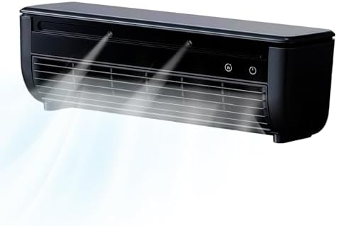 Wireless Charging Quiet AC No Drilling Kitchen Cooling Air Conditioning Three Wind Speeds, with Adjustable Spray Portable Wall Mounted Airs Conditioners Fan,for Home Office, Bedroom (Black)