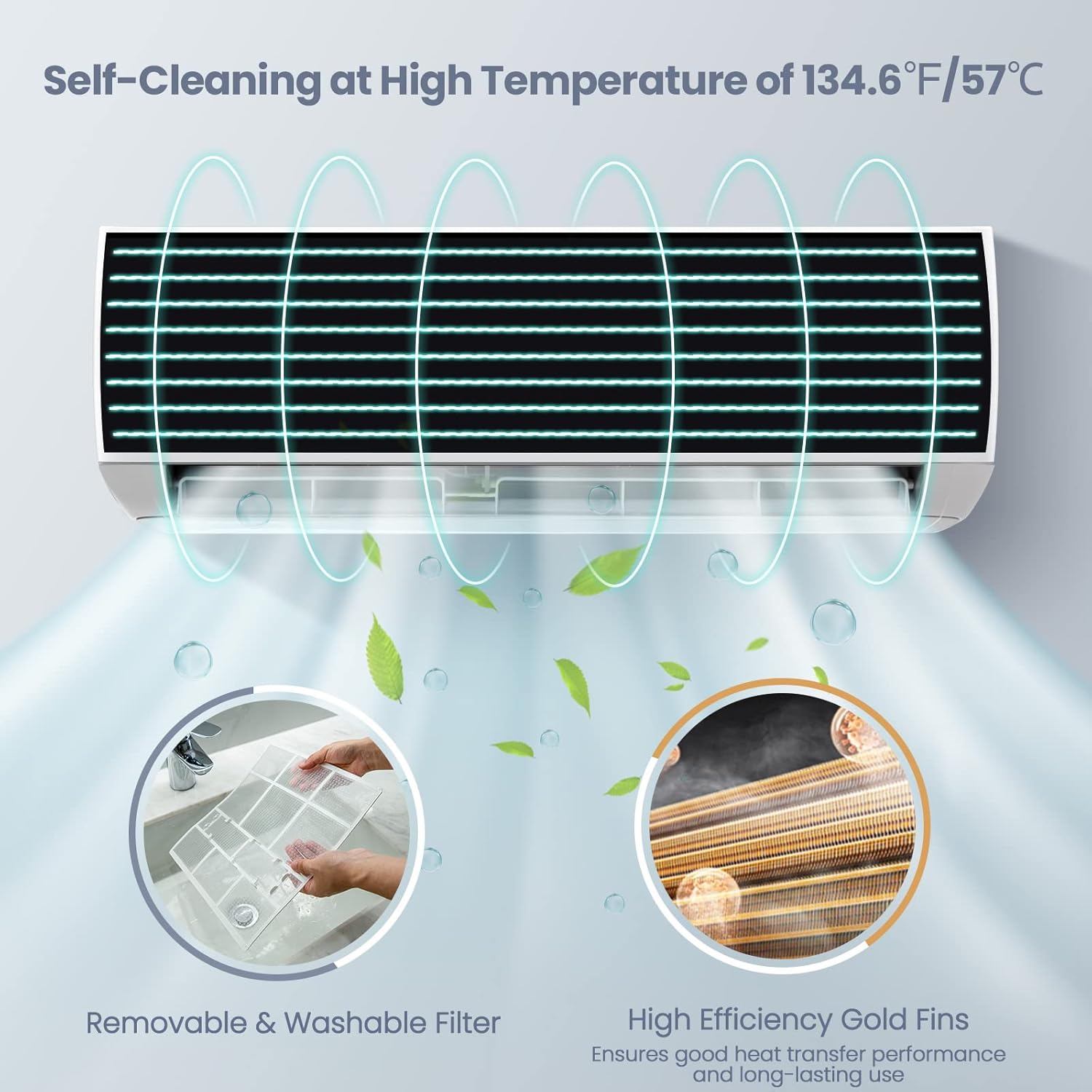 ARLIME Mini Split AC/Heating System, 23000 BTU 18.5 SEER2 Energy Saving Split Air Conditioner w/2 Ton Heat Pump & Installation Kit, Washable Filter, Ductless AC Unit Cools Up to 1500 Sq.ft, 230V