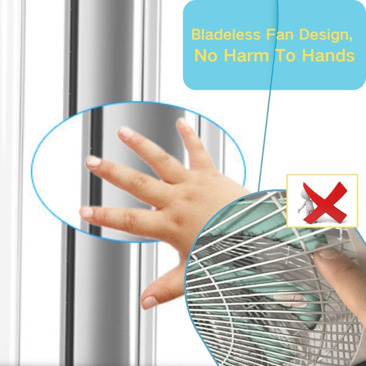 32'' Tower Fan Portable, Bladeless Desk Fan for Bedroom, Quiet Cooling Floor Fans 180° Oscillating for Home, Office 27.6H(Red)