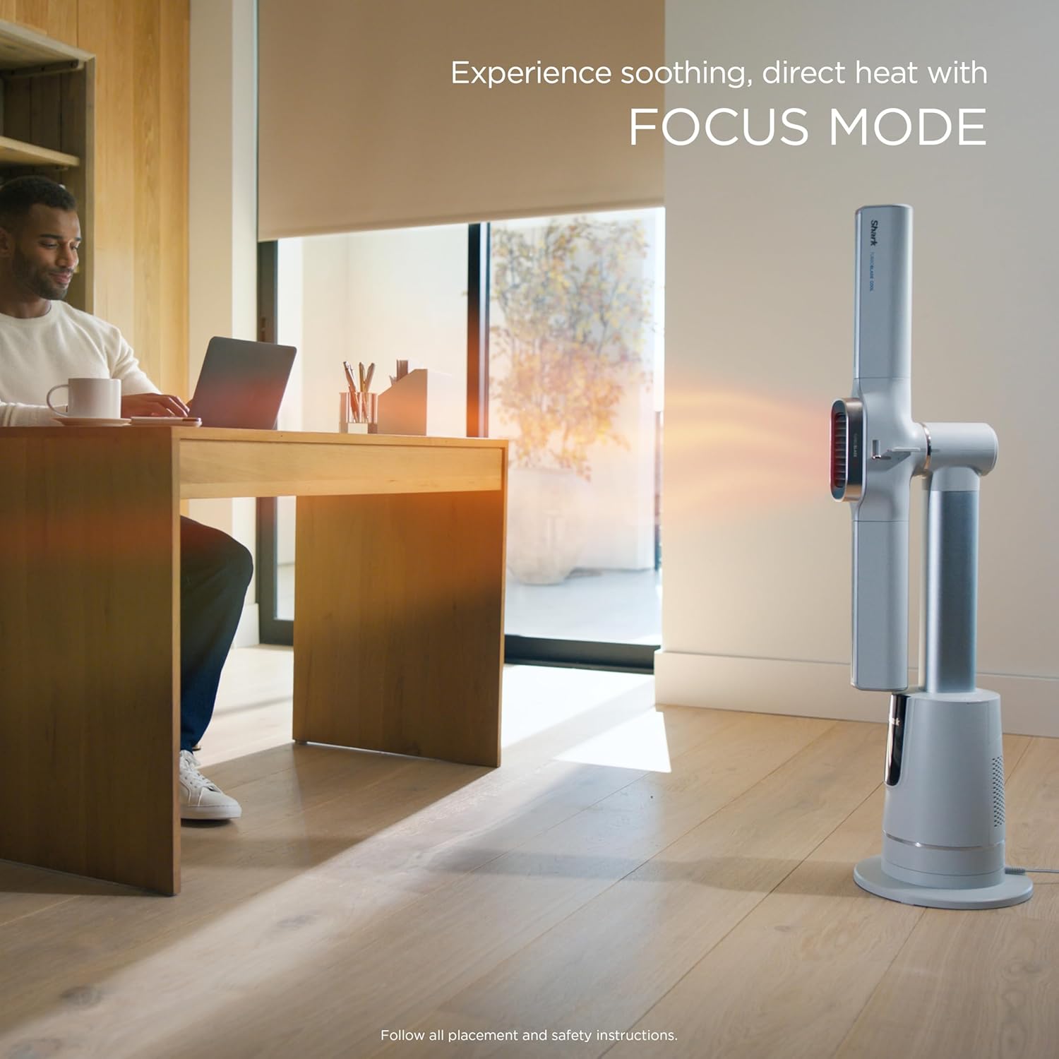 Shark TurboBlade Cool + Heat – 2-in-1 Bladeless Tower Fan & Space Heater for Customizable Year-Round Indoor Use, Bedroom, Living Room, & Office | Powerful Cooling + Rapid Room Heating, Dove, TH202WH