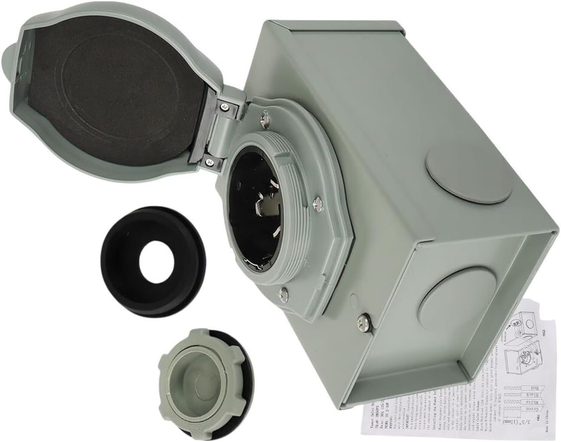 RV 50 Amp Generator Inlet Box NEMA SS2-50P 125/250V Power Inlet Box for 3 Prong Replacement for OEM