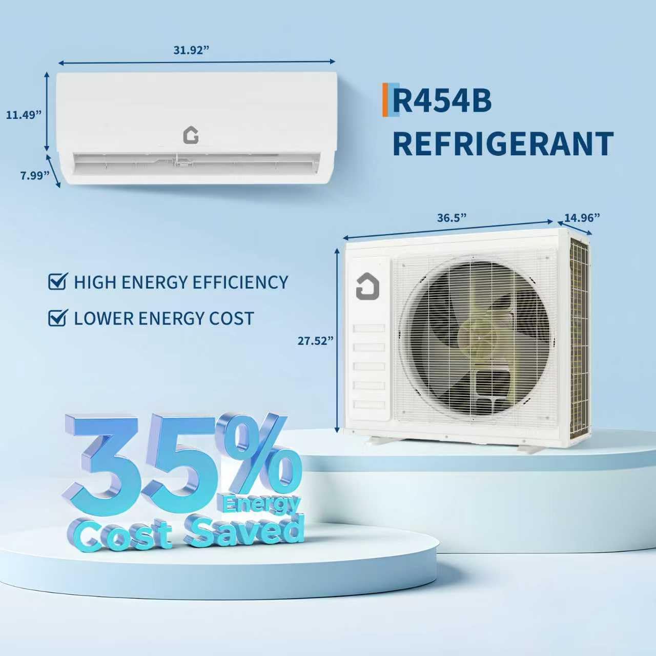 Air Conditioner 9k 12k BTU， SEER 24,WiFi， Energy Star，R454B