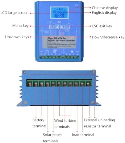 1500W Wind Turbine Generator Kit - 12V/24V Vertical Axis with Controller & 2 x 100W Solar Panels - Hybrid Wind & Solar Power System for Efficient Renewable Energy Solutions