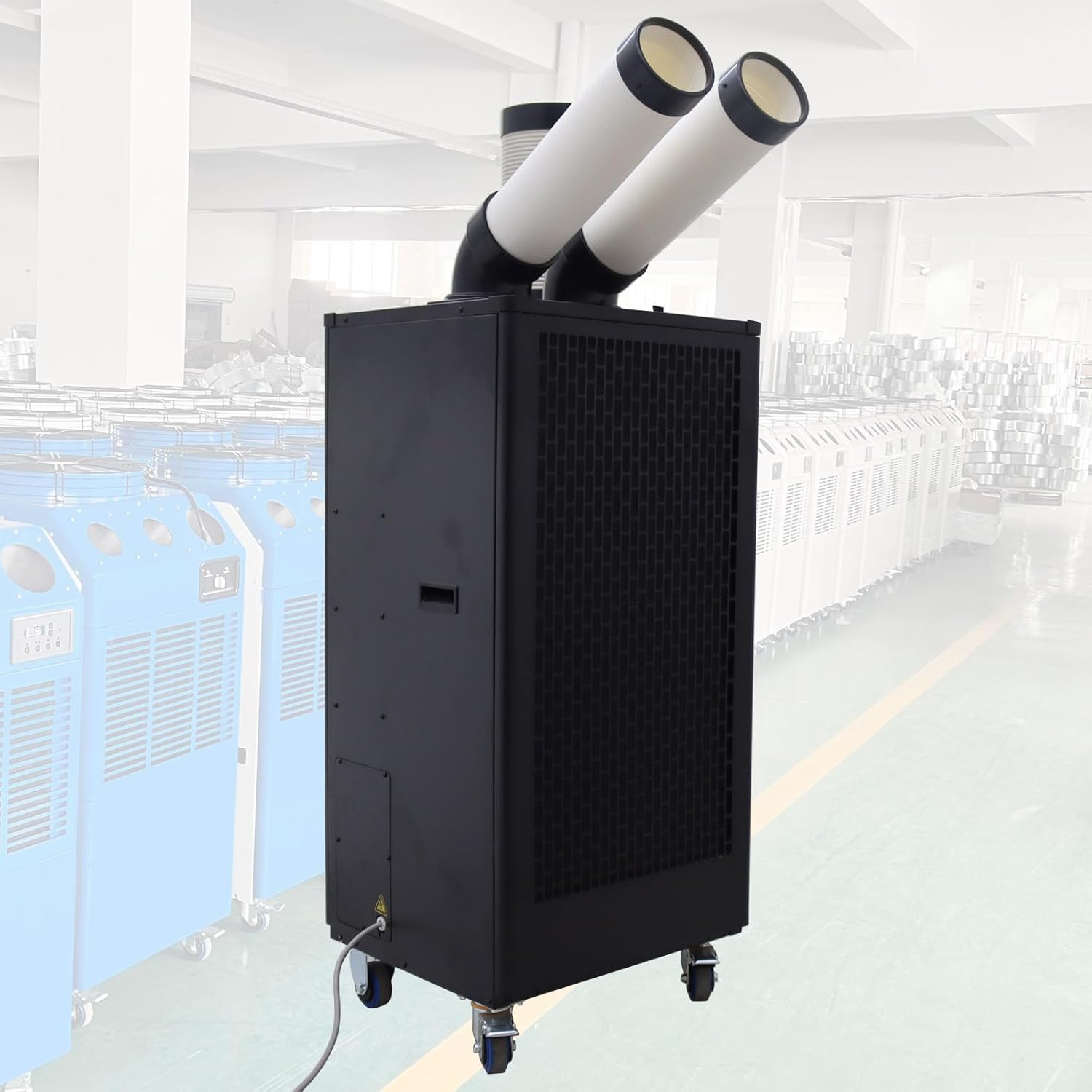 15,400 BTU Mobile Spot Cooler Double Columns Industrial Air Conditioners 780m³/h Portable Cooling Aircon for Outdoor/Indoor 220V 2100W