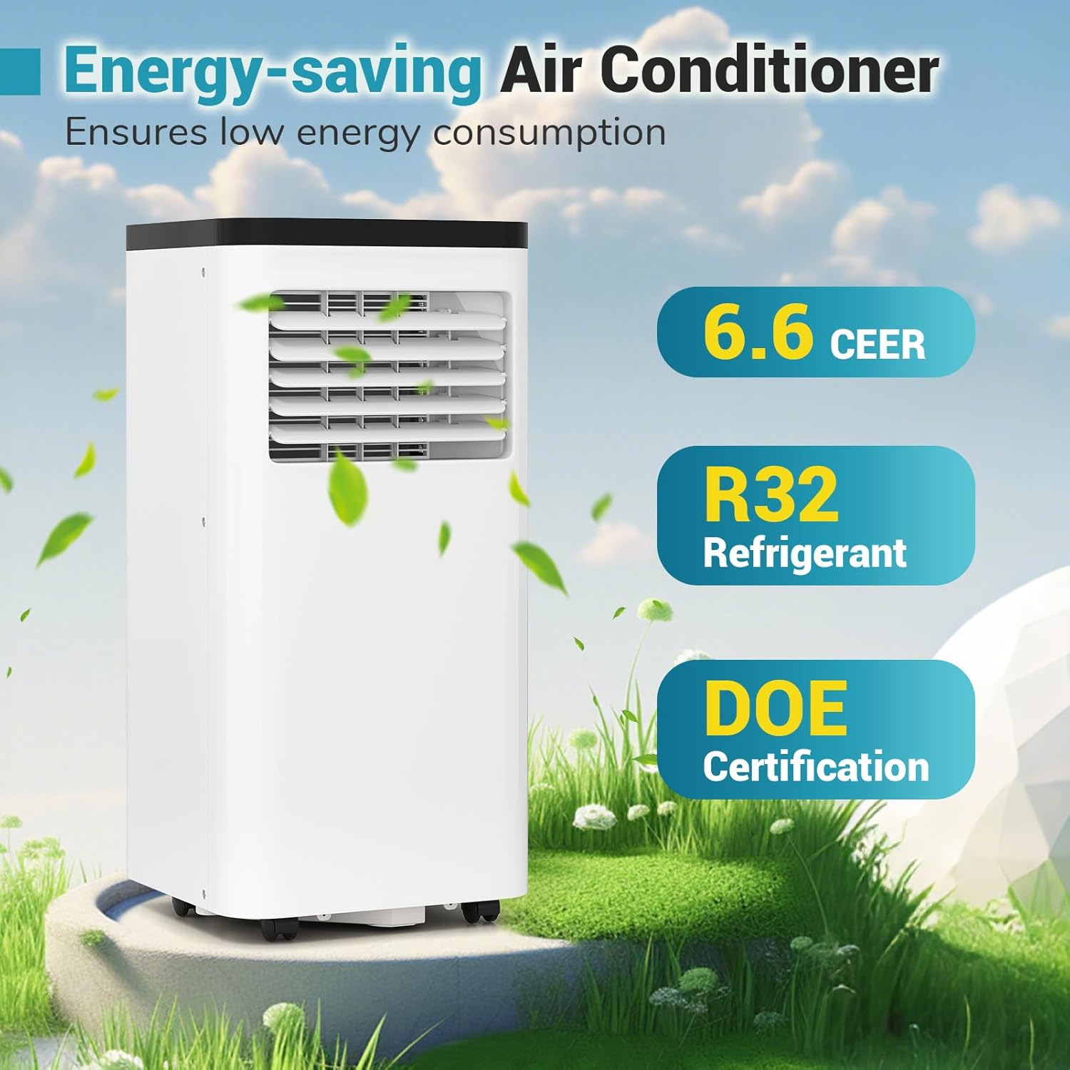 DORTALA Portable Air Conditioner 10000 BTU, 3-in-1 Portable AC with Remote Control, Dehumidifier, 24H Timer, Window Kit for 450 Sq.FT Apartment, Bedroom