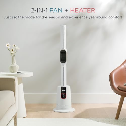 Shark TurboBlade Cool + Heat – 2-in-1 Bladeless Tower Fan & Space Heater for Customizable Year-Round Indoor Use, Bedroom, Living Room, & Office | Powerful Cooling + Rapid Room Heating, Dove, TH202WH