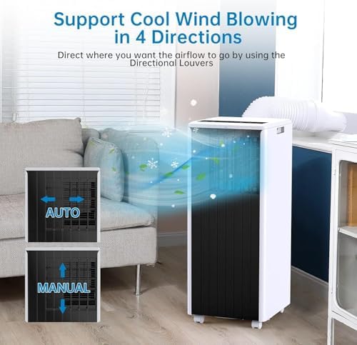 8,000 BTU Portable Air Conditioner, Cools Up to 350 Sq. Ft, 3-In-1 Room Air Conditioner With LED Touch, Built-In Dehumidifier, Easy Install Kit for Home
