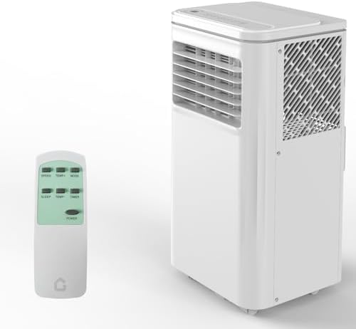 Portable Air Conditioners 10,000 BTU, Quiet Portable AC Unit with Dehumidifier, Fan Modes, Remote Control, and 24-Hour Timer, Ideal for Indoor Rooms up to 450 Sq.Ft, White