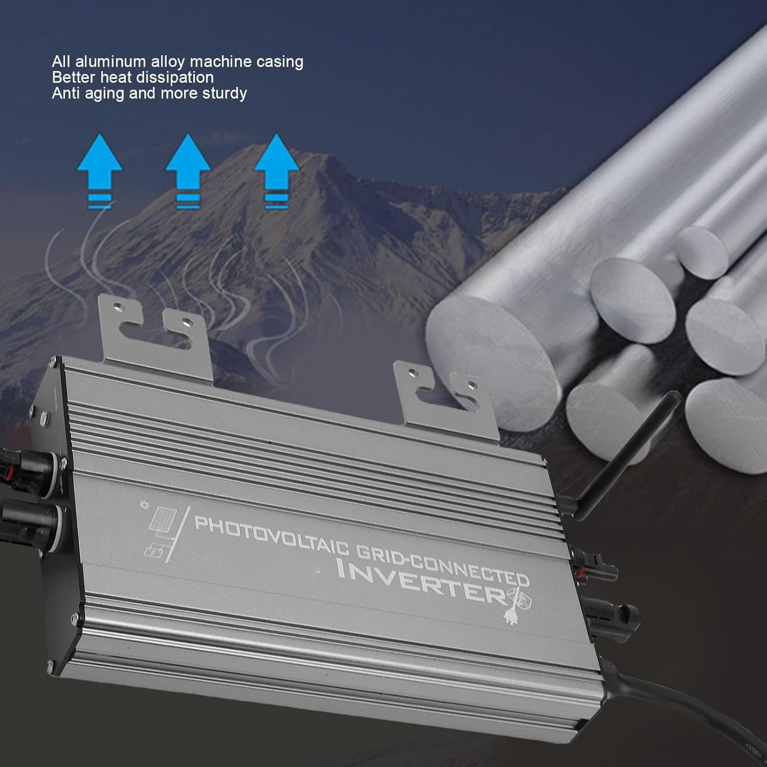 Grid Tie Inverter, 1250W WiFi PV Battery Mode IP65 Water Proof Smart Grid Tie Converter for Home Generation System