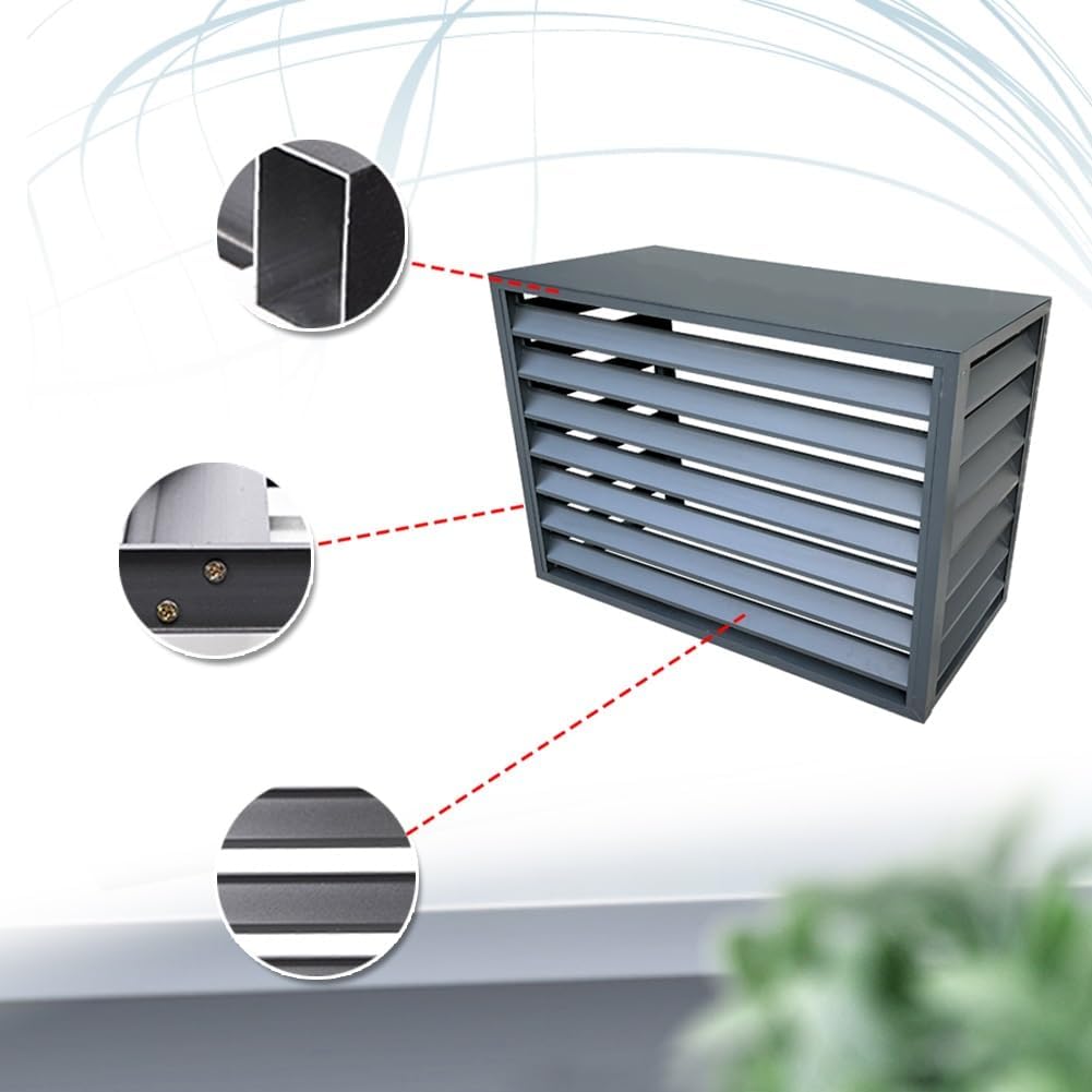 Aluminum Air Conditioner And Heat Pump Cover Hide Air Conditioner Cover For Outside Units Privacy Fence Screens Plant Storage Shelf Shutters Flower Rack Noise Reduction (Color : Br