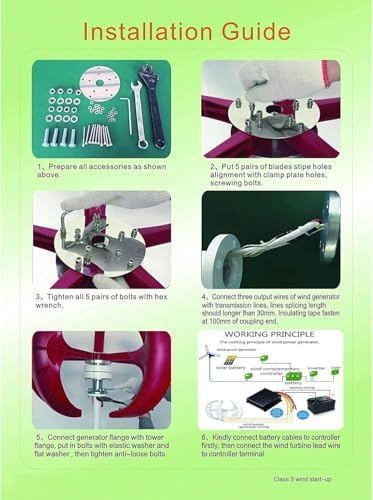 12V Wind Turbine Generator Kit for Home - Horizontal Blades, Controller & DIY Vertical Axle, 3-Phase PM Power System, Efficient Renewable Energy Solution for Off-Grid Use