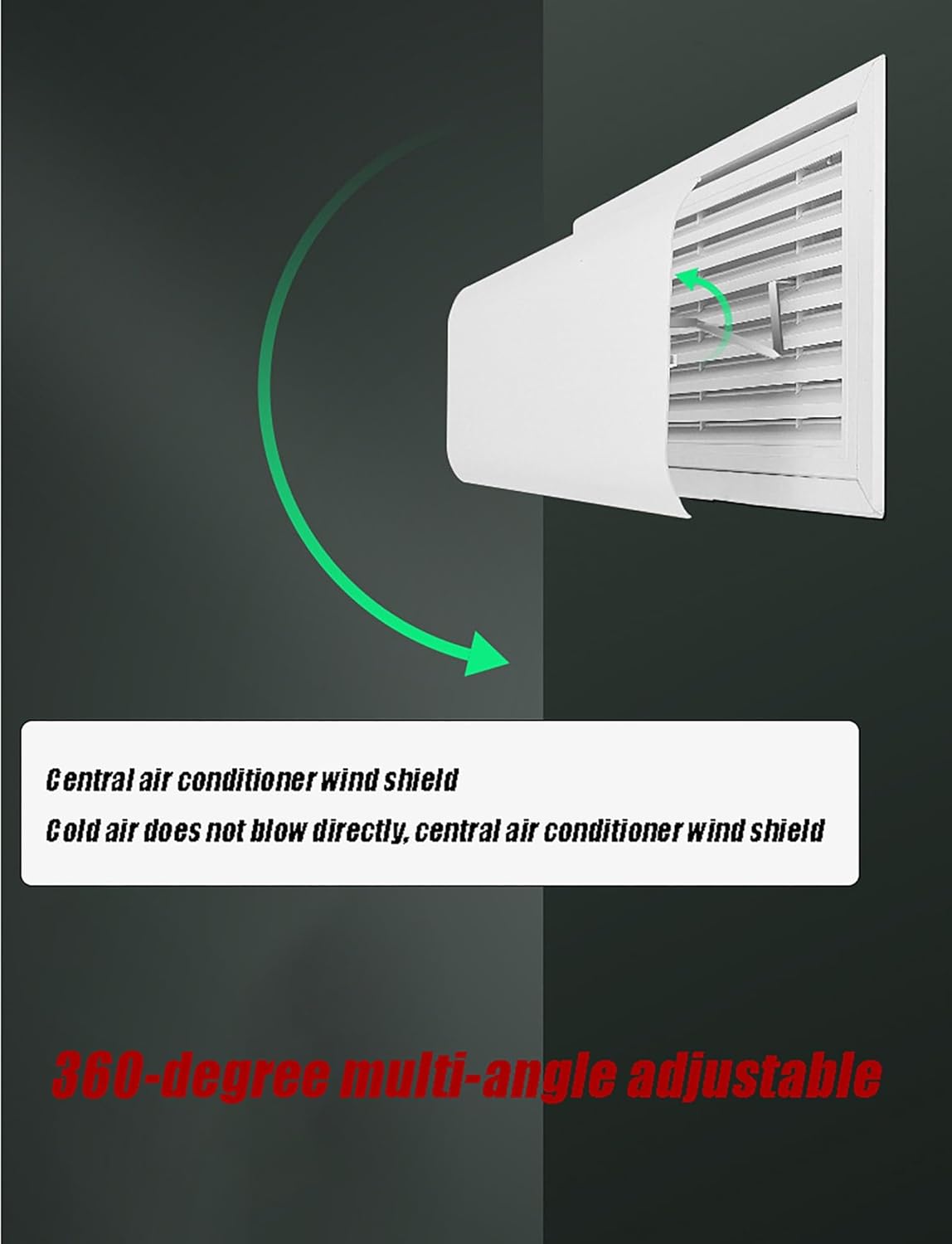 Central Air Vent Deflector, Adjustable Air Conditioner Deflector, Suitable for Central Air Conditioner's Register and Grille