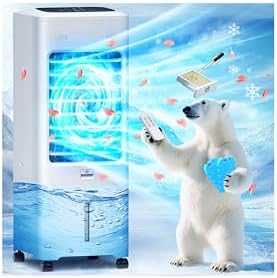 Windowless Air Conditioner Portable, Swamp Cooler Air Conditioner with 2 Gal Water Tank, Ventless Evaporative Air Cooler, 3 Modes, 3 Speeds, Timer, Remote, Swing, Suitable for Home Indoor Bedroom
