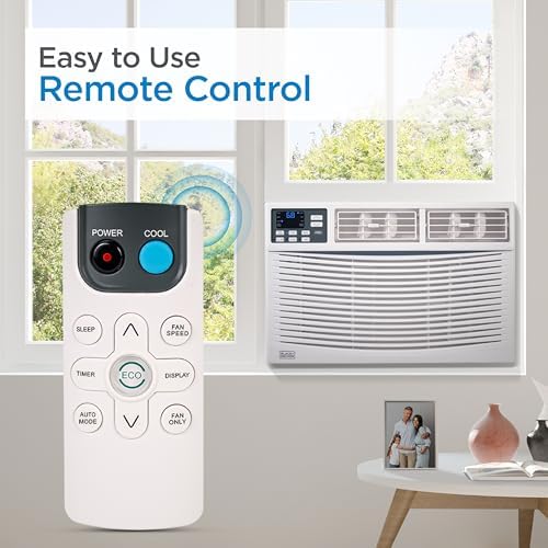 BLACK+DECKER Window Air Conditioner 12,000 BTU, AC Window Unit Cools Up to 550 Square Feet, Window AC Unit with Remote Control, 3 Cooling Speeds and Fan Only Function, BWAC12WTB, White