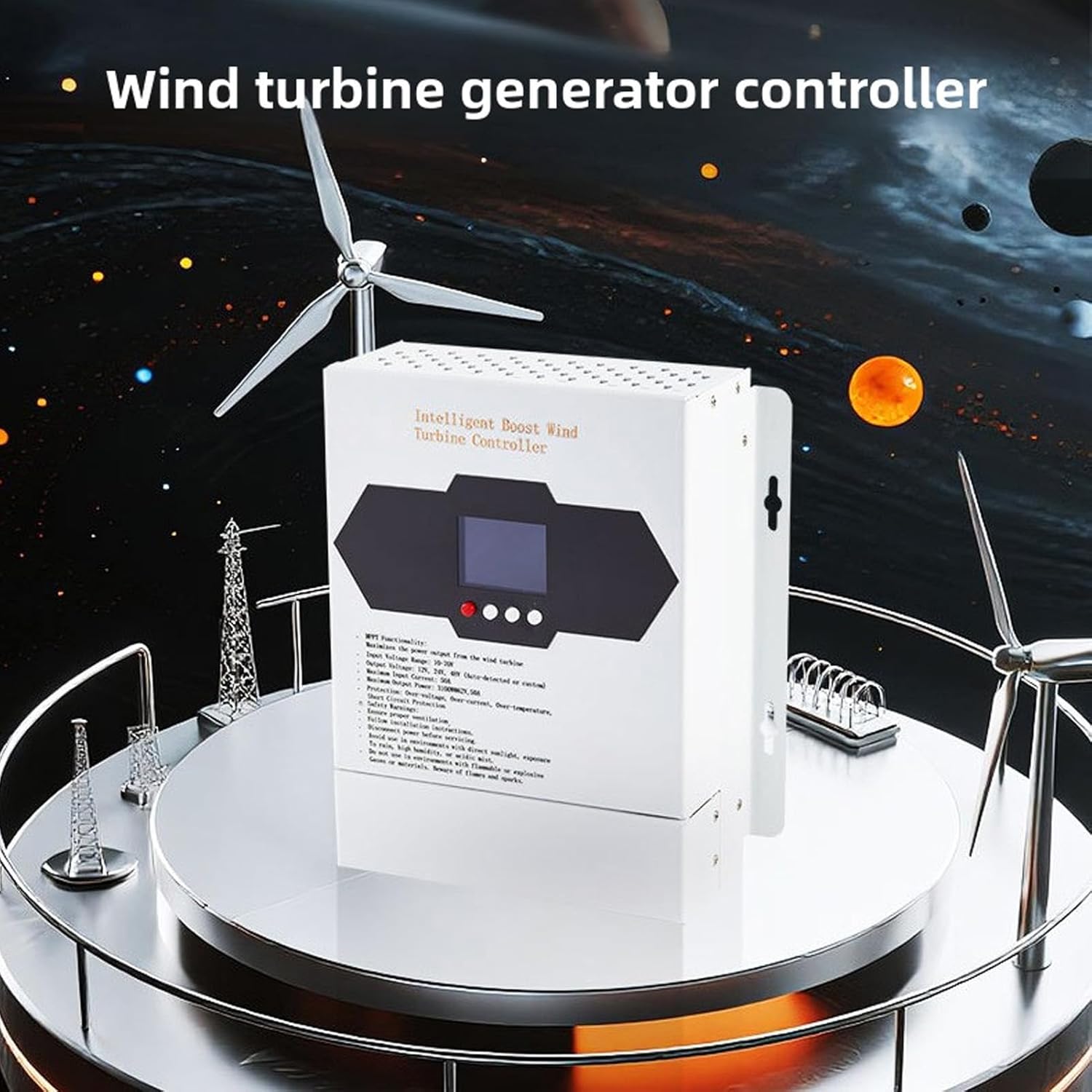 Fafeicy 1000W Wind Turbine Charge Controller, MPPT Boost LCD Display 12V/24V/48V Auto Detection Off Grid Power Controller, for Home Boat Street Light