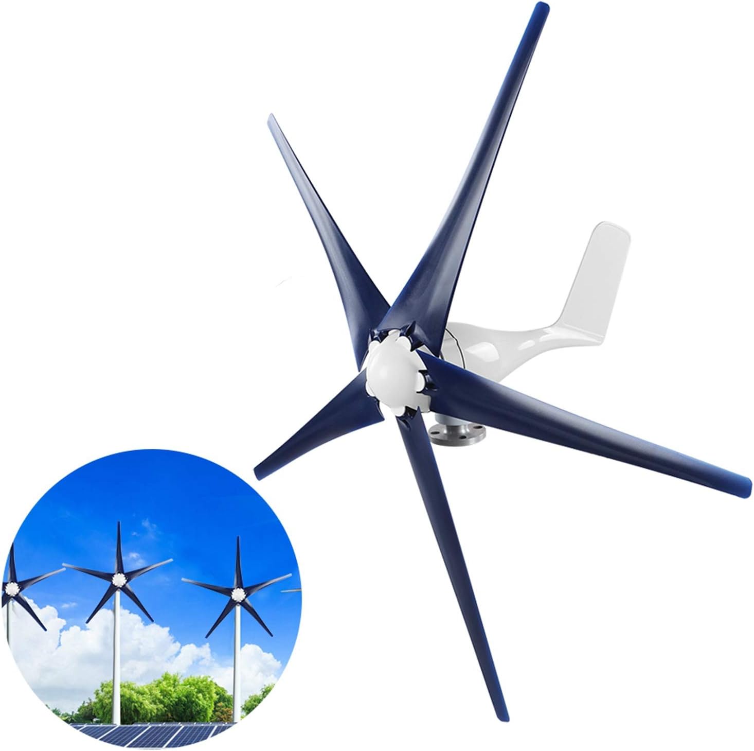 Wind Turbine Generator Kit, 800W Small Wind Generator Turbines Kit 5 Blades Power Parts Wind Power Generator for Marine, RV, Home, Windmill Generator(48V-BLUE)