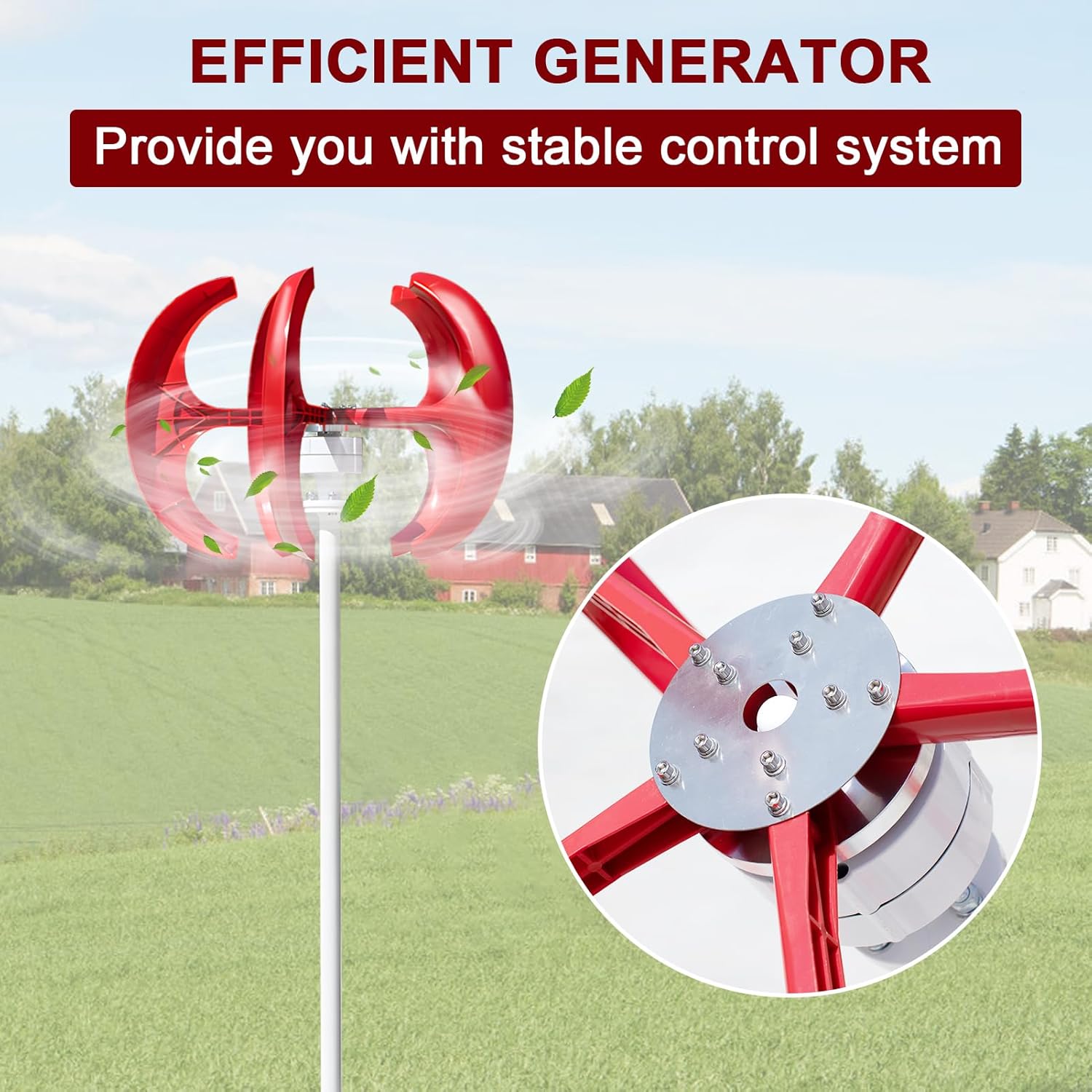 Wind Turbine 1000W,Noise Vertical Axis Wind Turbine Generator,DC12V Wind Turbine Generator,Wind Turbine Kit with Charge Controller Home Power,Magnetic Levitation Wind Turbine for Home Street Lighting