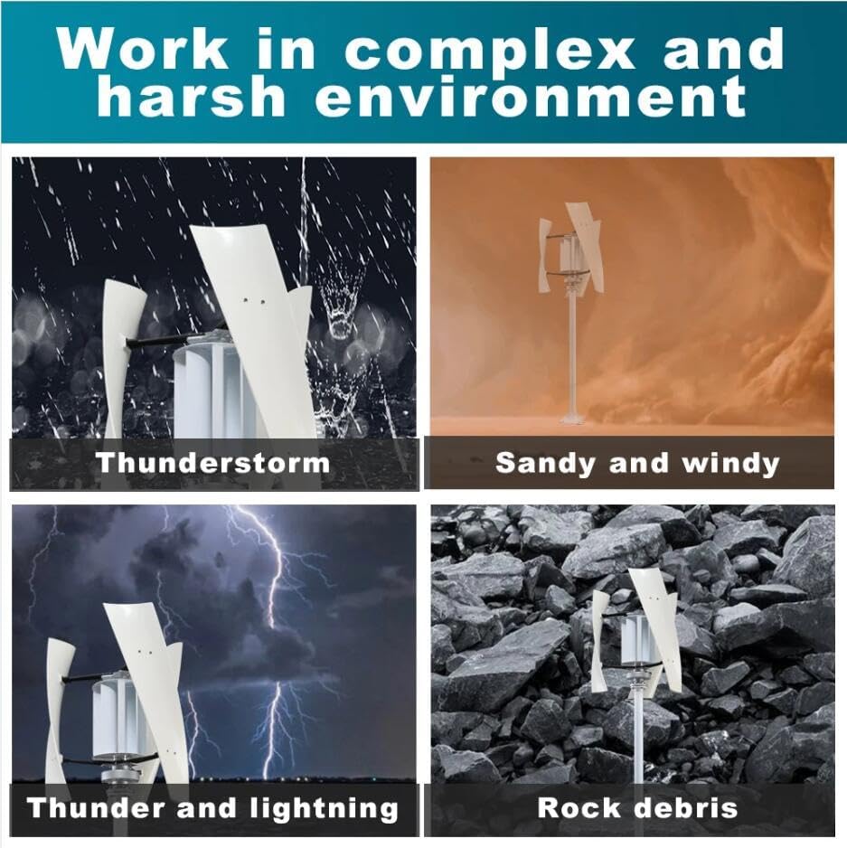 1500W-3500W 3 Blades Vertical Wind Turbine Generator Kit with Controller, 12V 24V 48V Wind Power Generator Kit Suitable for Courtyard Lighting (White)